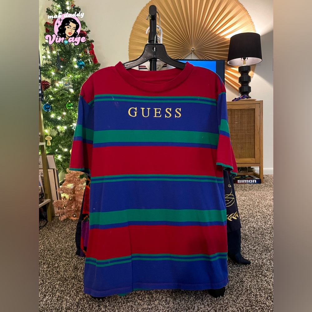 Vintage Guess Originals Striped Logo T-Shirt